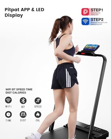 DeerRun 3 in 1 Walking Pad Treadmill, 300 Weight Capacity Foldable Treadmill, 3.0HP Low Noise Under Desk Treadmills for Home Office with Remote & APP - Image 7