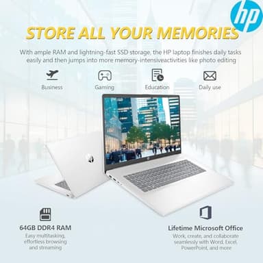 HP 2025 New 17 inch Laptop Computer • 64GB RAM • 2TB SSD • AMD Ryzen 5 Processor (6-Cores) • 10-Key Number Pad • Long Battery Life • w/WOWPC Recovery USB • Windows 11 Pro with Microsoft Office - Image 5
