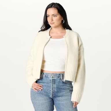 The Drop Women’s Brynne Bomber Sweater Cardigan, Whisper White, L - Image 5