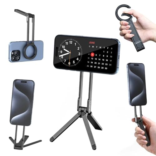 ULANZI MA30 Magnetic Phone Tripod Stand for iPhone - Aluminium Maglock Smartphone Mini Tripod Pocket Cell Phone Stand Strong Magnet Quick Mount Compatible with iPhone 17 16 15 14 13 12 Series, Black - Image 1