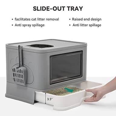 YITAHOME Large Enclosed Cat Litter Box with Lid Cover, Hooded Odorless Cat Toilet with Litter Scoop Cat Self Groomer Deodorizer Filter Front Entry Top Exit Door, Easy to Install and Clean (Gray) - Image 4