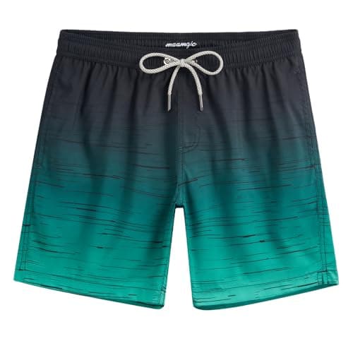 maamgic Mens Swim Trunks Quick Dry Swim Shorts with Mesh Lining Funny Swimwear Bathing Suits 7inch Black-Green Large - Image 1