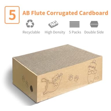 AGYM Cat Scratcher, 5 Packs in 1 Cardboard Box Cat Scratching Pad for Indoor Cats and Kitten, Cat Scratch Pad to Protect Furniture, Large Size - Image 4