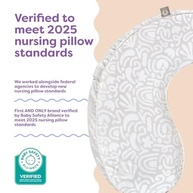 Boppy Uplift Nursing Pillow - Wedge Bottle & Breastfeeding Pillow to Reduce Spit-Up and Reflux Symptoms, with Body-Inclusive Opening and Belt, Baby Safety Alliance Verified - Cream Retro Squiggles - Image 4