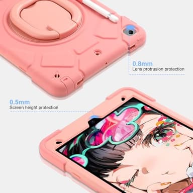 for iPad 9th/8th/7th Generation Case 10.2" ，Heavy Sturdy Shockproof Kids Cover with Rotating Stand/Pencil Holder/Shoulder Strap for iPad 10.2 Case 2021/2020/2019 Girls (Pink) - Image 5