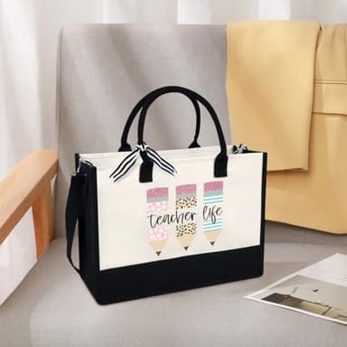 LIYACHAO Teacher Appreciation Gifts,Teachers Day Gift,Teachers Birthday Gift,Christmas Gifts for Teahcer,End of Year Tote Bag Teacher,Tote Bag for Women - Image 3