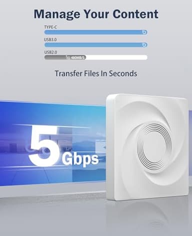 External CD/DVD Drive for Laptop CD Burner External DVD Drive, CD ROM DVD Player Portable CD Reader for Laptop PC, Compatible with Windows Linux Mac OS - Image 3