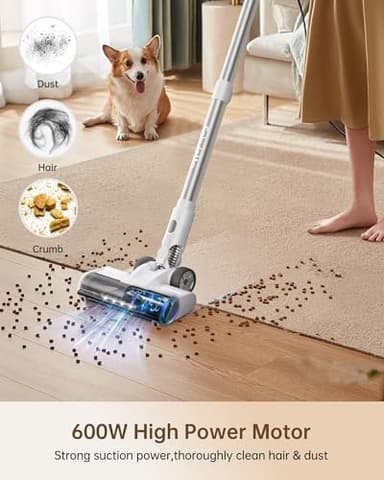 FABULETTA 23Ft Corded Stick Vacuum, 600W Power Stick Vacuum with Telescopic Alloy Tube, 6 in 1 Ultra- Light Corded Vacuums Cleaner Converts to a Hand Vacuums, Great for Pet Hair & Hard Floor - Image 3