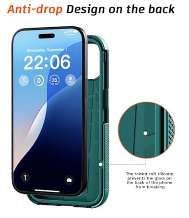 Diverbox for iPhone 15 Case [Compatible with MagSafe] [Shockproof] [Dropproof] [with Screen Protector ] Heavy Duty Protection Phone Case Cover for Apple iPhone 15 2023 6.1 inch (Dark Green) - Image 7