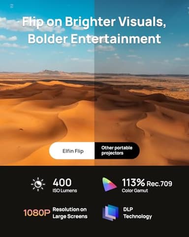 XGIMI Elfin Flip Portable Projector, 1080P Resolution Outdoor Projector, Licensed Netflix, Build-in Adjustable Stand, Lightweight and Compact Design, 400 ISO Lumens, Screen Adaption - Image 5