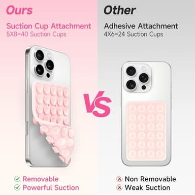 Yojaro Silicone Suction Cup Phone Case Mount Double Sided, Phone Accessories Hands-Free Strong Grip Holder for Selfies and Videos, Silicon Phone Stand for iPhone and Android Light Pink - Image 4