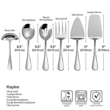 Gourmet Basics by Mikasa 5181046 Kaylee 8-Piece Stainless Steel Serving Set - Image 3