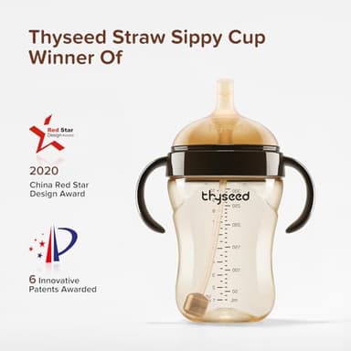 Thyseed PPSU Weighted Straw Cup with Handles Toddlers Transition Bottles to Sippy Cups No Spill Learner Milk Water Baby Bottle Soft Silicone Spout Dishwasher Safe BPA Free 6+ Months 10oz/300mL 1 Pack - Image 8