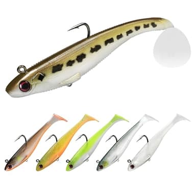 TRUSCEND Fishing Lures for Paddle Tail Swimbaits Bass Trout Jighead Lures Soft Fish Baits Freshwater Saltwater Jigging Bass Pike Walleye Jigs Gear Fishing Gifts for Men - Image 1