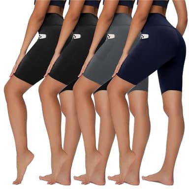 Sundwudu 4 Pack Biker Shorts for Women - 8”/5”/3” High Waist Tummy Control Summer Workout Shorts for Running Yoga Athletic - Image 1