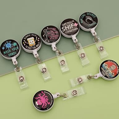 15pcs Nursing Student Must Haves Badge Reels Retractable Badge Holders,Id Badge Holder Retractable Clip,Funny Badge Reel Cute Badge Reel Retractable Lanyards for Id Badges,Nurse Accessories for Work - Image 5