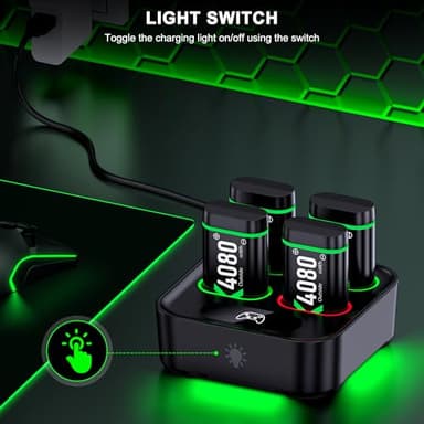 Charger for Xbox One Controller Battery Pack with 4x4080mWh USB C Xbox Rechargeable Battery Pack Series X|S, One S/One X/Elite Controller Charger Station Accessories 1700mAh - Image 7