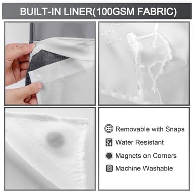 YellyHommy No Hook Shower Curtain with Snap in Liner Set Less Time Dark Grey Waffle Shower Curtain for Bathroom 75" L x 72" W - Image 4