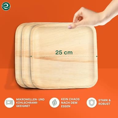 ECO SOUL Compostable 10 Inch Palm Leaf Square Plates (200 Count) Like Bamboo Plates | Biodegradable | Eco-Friendly, Microwave & Oven Safe - Image 3