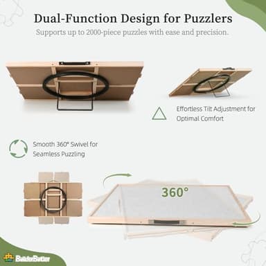 BuilderButler 2000 Pieces 2-in-1 Tilting & Rotating Puzzle Board, 40.16"x28.5"Portable Puzzle Table with 4 Drawers & Cover - Image 3