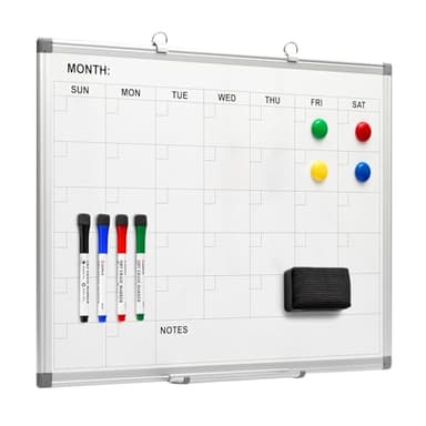 Comix Magnetic Dry Erase Calendar Whiteboard, 24 x 18 Inches Monthly Calendar Dry Erase Board for Wall, Aluminum Frame Planner White Board with Markers, Eraser, Magnets - Image 1