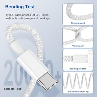 3-Pack Grey 3.3FT 60W USB C to USB C Cable, Type C Fast Charging Cable for iPhone Air 17 16e 16 15 Pro Plus Pro Max，for Galaxy S25/S24, for iPad Pro/Air/mini, for MacBook Pro/Air and More - Image 3