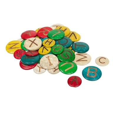 READY 2 LEARN Coconut Letters - Uppercase - Set of 52 - Natural, Hand Made Counters for Kids - Use for Crafts and Spelling Activities - Image 6