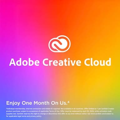 SanDisk 1TB Creator SD UHS-II Card, Read speeds up to 280MB/s, for DSLR and Mirrorless Cameras, 4K UHD, 6K Video, V60, 1 Month of Adobe Creative Cloud Included - SDSDXEP-1T00-GNCIS - Image 5