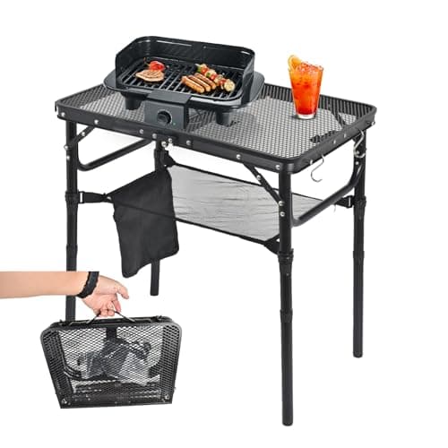 Geastsheng Folding Lightweight Aluminum Portable Grill Table for Outdoor Cooking, Camping, and BBQ - Adjustable Height, Durable Construction, 66lbs Capacity, Compact Design with Storage Bag - Image 1