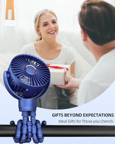 FrSara Rechargeable Baby Stroller Fan, Battery Powered Portable Fan, TYPE-C, 360°Rotatable, 3-Speed, Flexible Tripod for Crib, Treadmill, Golf Cart, Bike, Ideal for Beach, Camping, Outdoor, Blue - Image 7