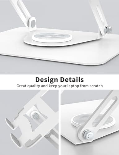 ALASHI Laptop Stand for Desk with 360° Rotating Base, Multi-Angle Adjustable Laptop Stands, Foldable Laptop Riser Compatible with 10 to 15.6 Inches PC Computer, White - Image 5