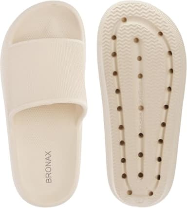 BRONAX Slides for Women and Men Pillow Slippers for Female Size 9 Indoor Antislip Home Platform House Sandals Slipers Comfy Cushioned Thick Sole 40-41 Khaki - Image 7