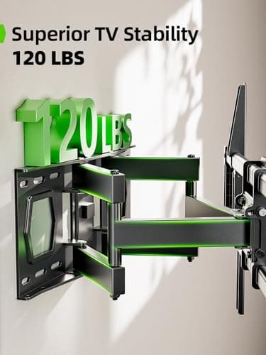 USX MOUNT Full Motion TV Mount for 42-80 Inch Flat Screen TVs up to 120 lbs, Swivel TV Wall Mount Bracket Dual Articulating Arms, Tool-Free Tilt Max Vesa 600x400mm, for 8-16 in Wood Studs - Image 2
