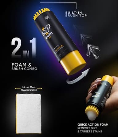 Crep Protect Foam Mini Shoe Cleaner - On the Go Sneaker Cleaning Foam with Built In Brush & Microfiber Cloth - Quick & Travel Size Cleaner - Image 2