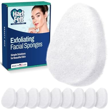HartFelt [10 Pack] Regular Exfoliating Facial Sponge for Face - Daily Cleansing Face Scrubber - Buf Dirt Away with Puf Styled Reusable Face Pads for Removing Makeup, Dirt, and Dead Skin - Made in USA - Image 1