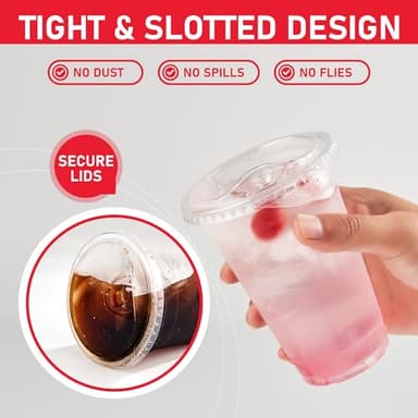 100 pack 16 oz Clear Plastic Cups with Lids, Disposable Iced Coffee Cups with Strawless Sip Lids, Drink Cup for Cold Drinks, Iced Coffee - Image 4