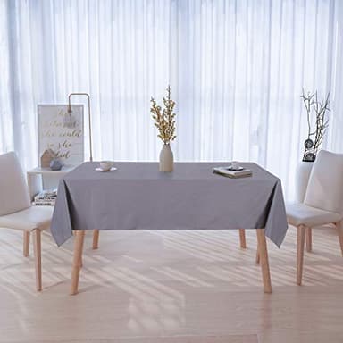 sancua 100% Waterproof Rectangle PVC Tablecloth - 54 x 78 Inch - Oil Proof Spill Proof Vinyl Table Cloth, Wipe Clean Table Cover for Dining Tables, Buffet Parties and Camping, Grey - Image 7