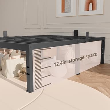 FUIOBYVV Queen Bed Frame, 14 Inch Heavy Duty Metal Platform Bed Frame Queen Size Support Up to 3500 lbs, No Box Spring Needed/No Shaking/Steel Slat Support/Noise Free/Easy Assembly - Image 5