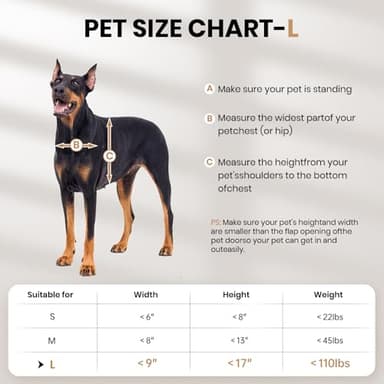 VOSOIR Dog Door, All Aluminum Large Dog Door, Heavy Duty Doggy Doggie Pet Door for Install in Interior Exterior Doors or Wall, 2 Magnetic Flaps, Energy Efficient, Closing Panel for Pets Up to 110Lb - Image 5