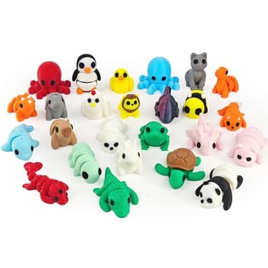25 pcs Animal Figurines, 3D Printed Animal Figurines Set, Articulated, Party Favors, Pocket Fidget Toys Bulk, Goodie Bag Stuffers, Gifts for Boys Girls Toddlers, Office Desk Pets, Classroom rewards - Image 1