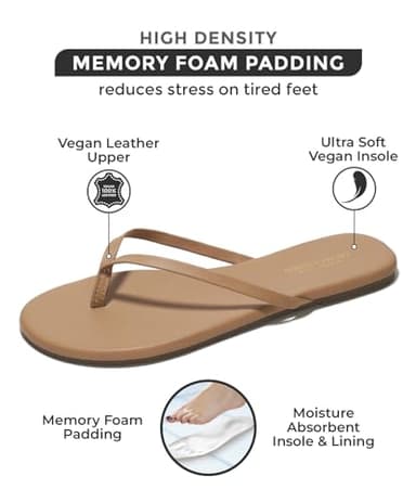 Project Cloud Flip Flops for Women - Memory Foam Flats Summer Sandals for Women 2025 - Vegan Leather Lightweight Womens Sandals Summer Beach Essentials Slides (Foundations, Taupe, 8.5) - Image 2