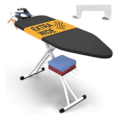 Xabitat Full Size Ironing Board 57" X 18" with Wall Mount Hanger, Full Metal Construction Iron Board, Built in Iron Caddy, Heat & Scorch Resistant Fabric, Cord Holder, Anti-Skid Feet, Heavy Duty - Image 1