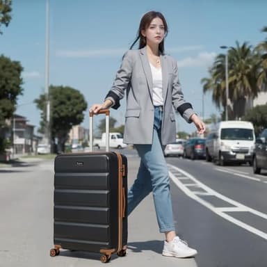 Eeeza Luggage Sets 5 Piece,Hard Case Suitcase Set with Spinner Wheels,Hardshell Lightweight Travel Luggage with TSA Lock (Black,20/24/28 Inch) - Image 2