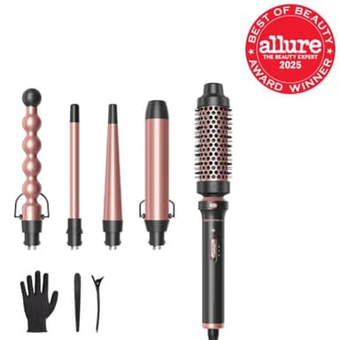 Wavytalk 5 in 1 Curling Wand Set, Multi Curl, Curling Wand Set with Thermal Brush and 4 Interchangeable Ceramic Curling Wand(0.5”-1.25”), Instant Heat Up Wand Curling Iron (Rose Gold) - Image 2