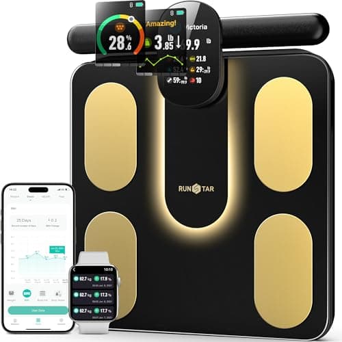 RunStar Smart Scale FSA&HSA Eligible, 8 Electrodes Digital Bathroom Scale for Body Weight and Fat, BMI, Muscle Mass 28 Body Composition Measurement, with Full-Color TFT LCD on Retractable Handle - Image 1