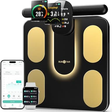 RunStar Smart Scale FSA&HSA Eligible, 8 Electrodes Digital Bathroom Scale for Body Weight and Fat, BMI, Muscle Mass 28 Body Composition Measurement, with Full-Color TFT LCD on Retractable Handle - Image 1