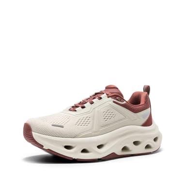NORTIV 8 Women's Comfortable Walking Shoes Running Tennis MovePropel Athletic Gym Workout Jogging Fashion Sneakers,Size 11,Beige/Burgundy,SNWS247W - Image 1