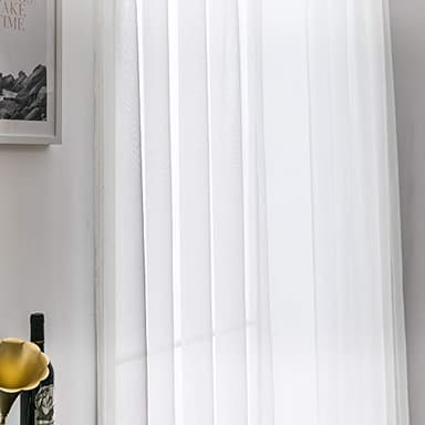 MIULEE 2 Panels Solid Color Sheer Window Curtains Elegant Window Voile Panels/Drapes/Treatment for Bedroom Living Room (54X96 Inches Ivory) - Image 5