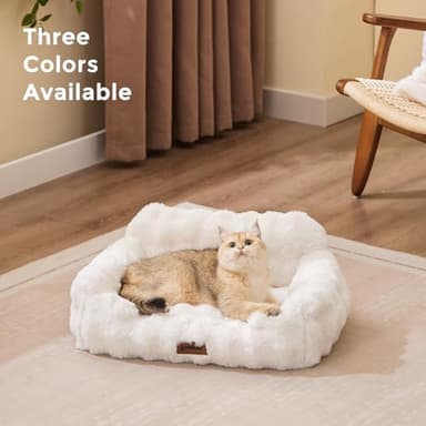 ZOMISIA Dog Couch Bed - Fluffy Dog Sofa, Large Orthopedic Pet Sofa Bed with Removable Washable Cover, Faux Fur Calming Cute Pet Couch with Supportive Egg Foam and Non-Slip Bottom, Ivory White - Image 8
