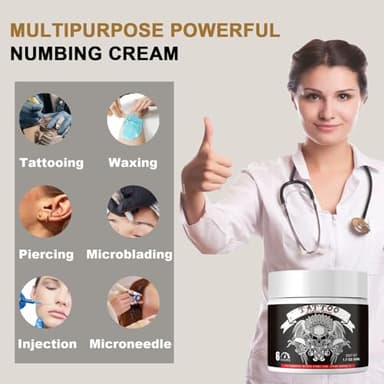 Tattoo Numbing Cream Extra Strength (50ml/1.7oz), 6 Hours Painless Numbing Cream for Tattoos Maximum Strength, Tattoo Supplies (Black) - Image 3